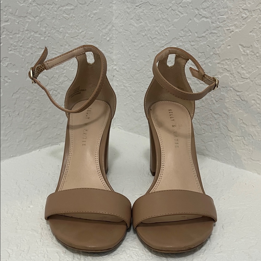 Kelly & Katie Tan Ankle Strap Heels - Picture 1 of 9